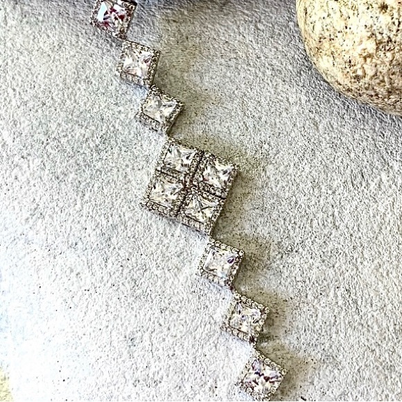 Sparkling Princess Cut Sterling Bracelet - Picture 4 of 10